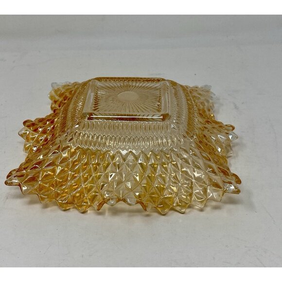 Indiana Glass Raised Diamond Point Ruffled Sawtooth Edge Candy Nut Dish - Picture 5 of 9
